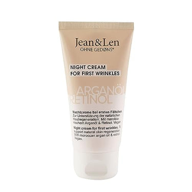 Jean & Len Regenerierende Nachtcreme Arganöl & Retinol, bei ersten Fältchen, unterstützt die natürliche Hautregeneration, reduziert Spannungsgefühle, Nachtpflege, ohne Parabene & Silikone, vegan, 50ml im Sale